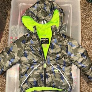 OshKosh Camo (reflective) Puffer Jacket with Hood 2t